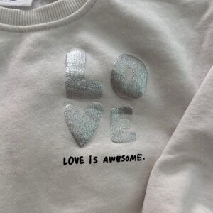 Kids White Zara Sweatshirt with Silver 'Love' Design